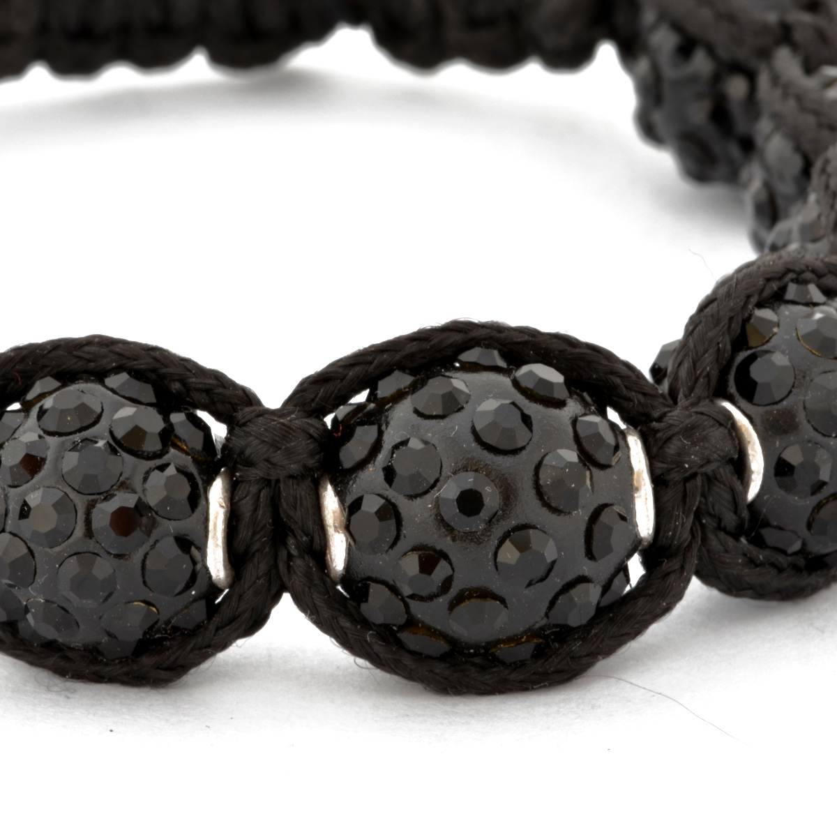 Bracelet Shamballa - brown marble beads, black zircon ball | Jewelry Eshop