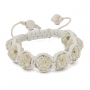 White Shamballa Bracelet With White Rhinestones | MSBR-166